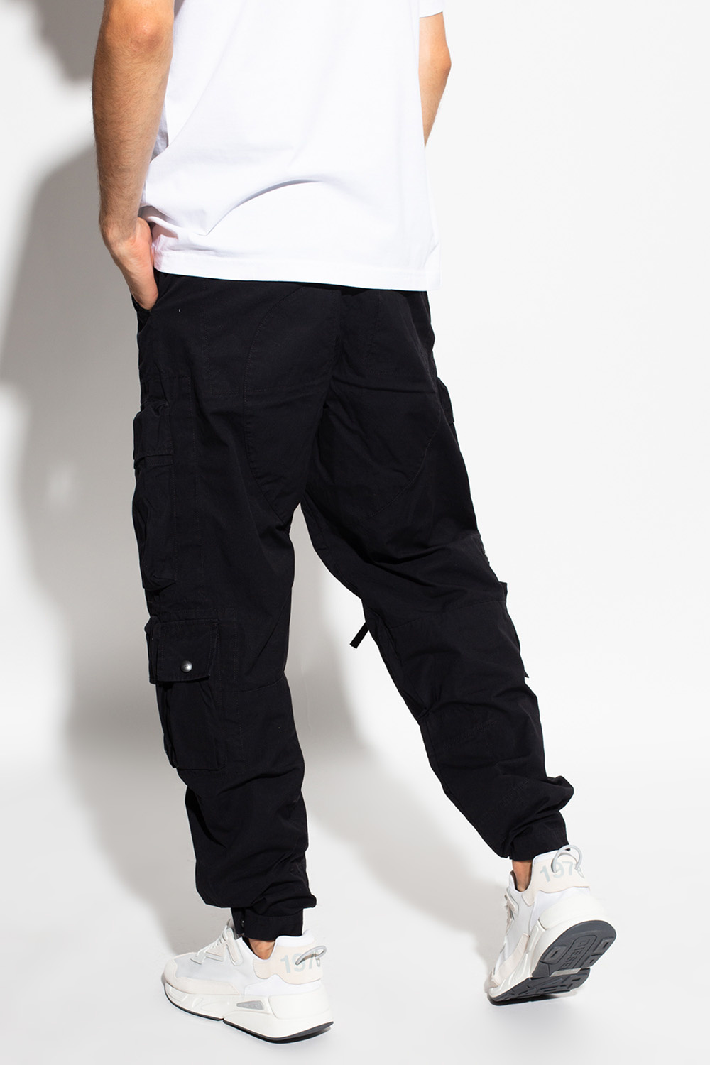 Cargo trousers Diesel - loose tapered pants in black